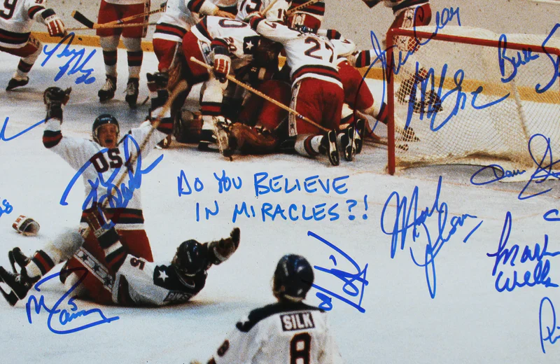 1980 USA Hockey 19 Sigs Craig, Eruzione, Broten Signed 16x20 Photo BAS Witnessed - Image 3