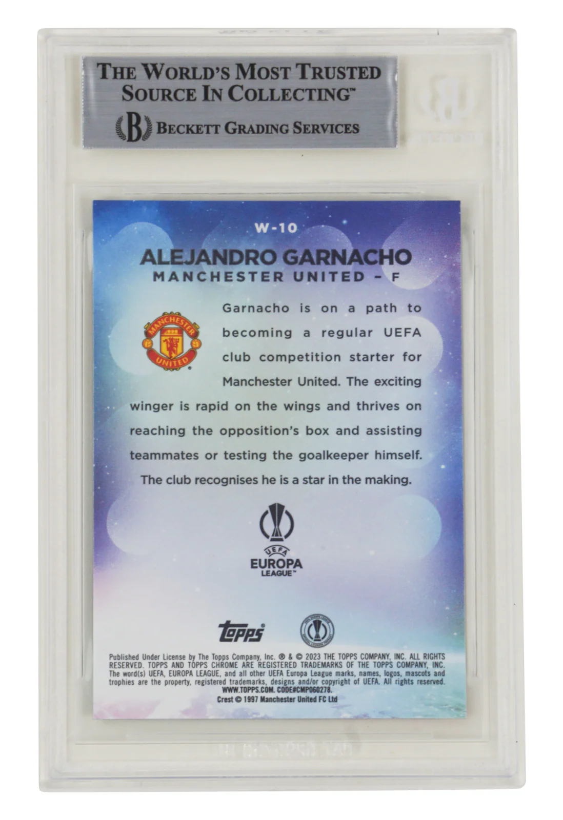 Alejandro Garnacho Signed 2022-23 Topps Chrome UCC Wonderkids – BGS Authentic - Image 2
