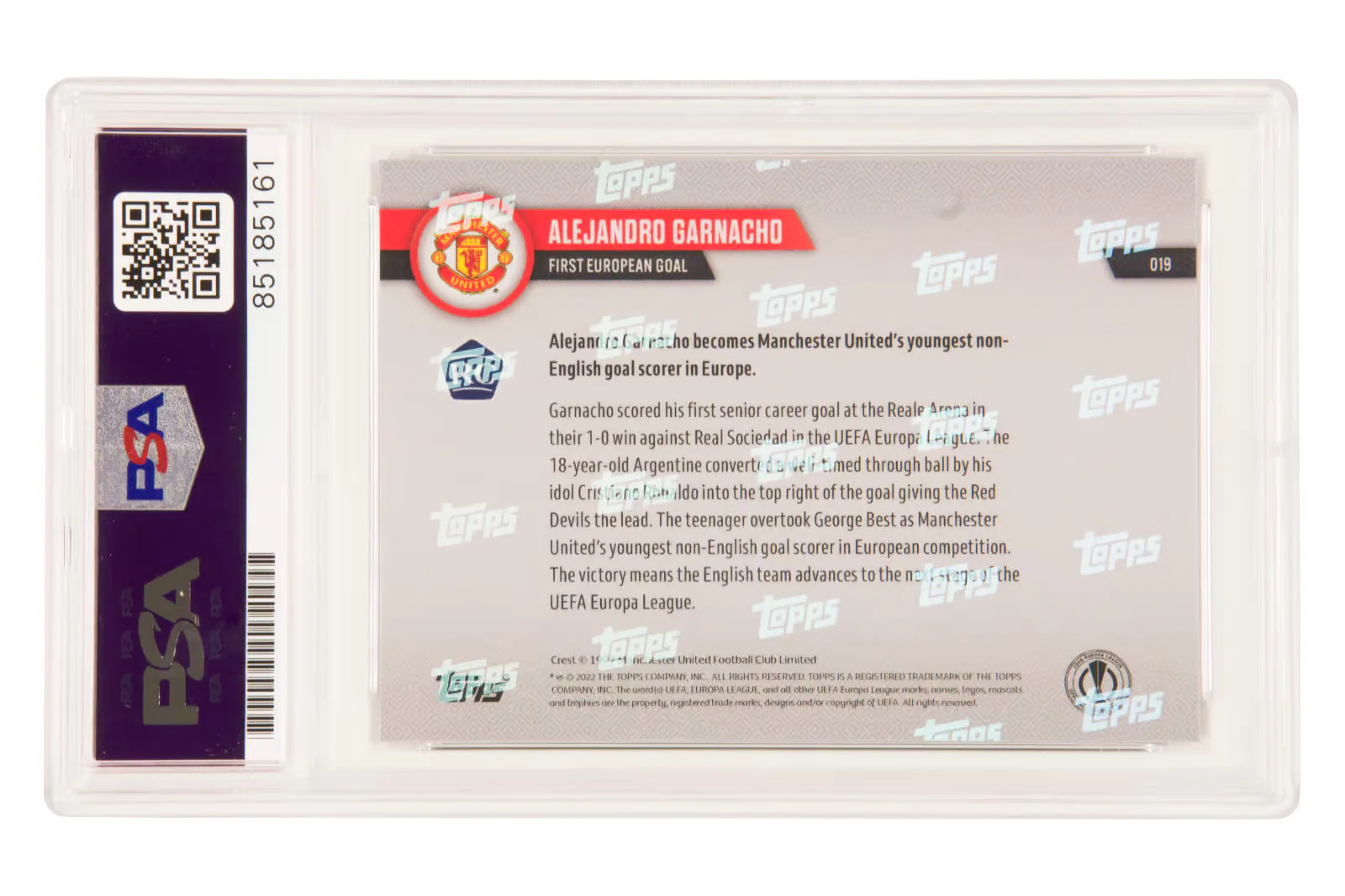 Alejandro Garnacho Signed 2022 Topps Now First Goal Rookie Card – PSA Authentic - Image 2