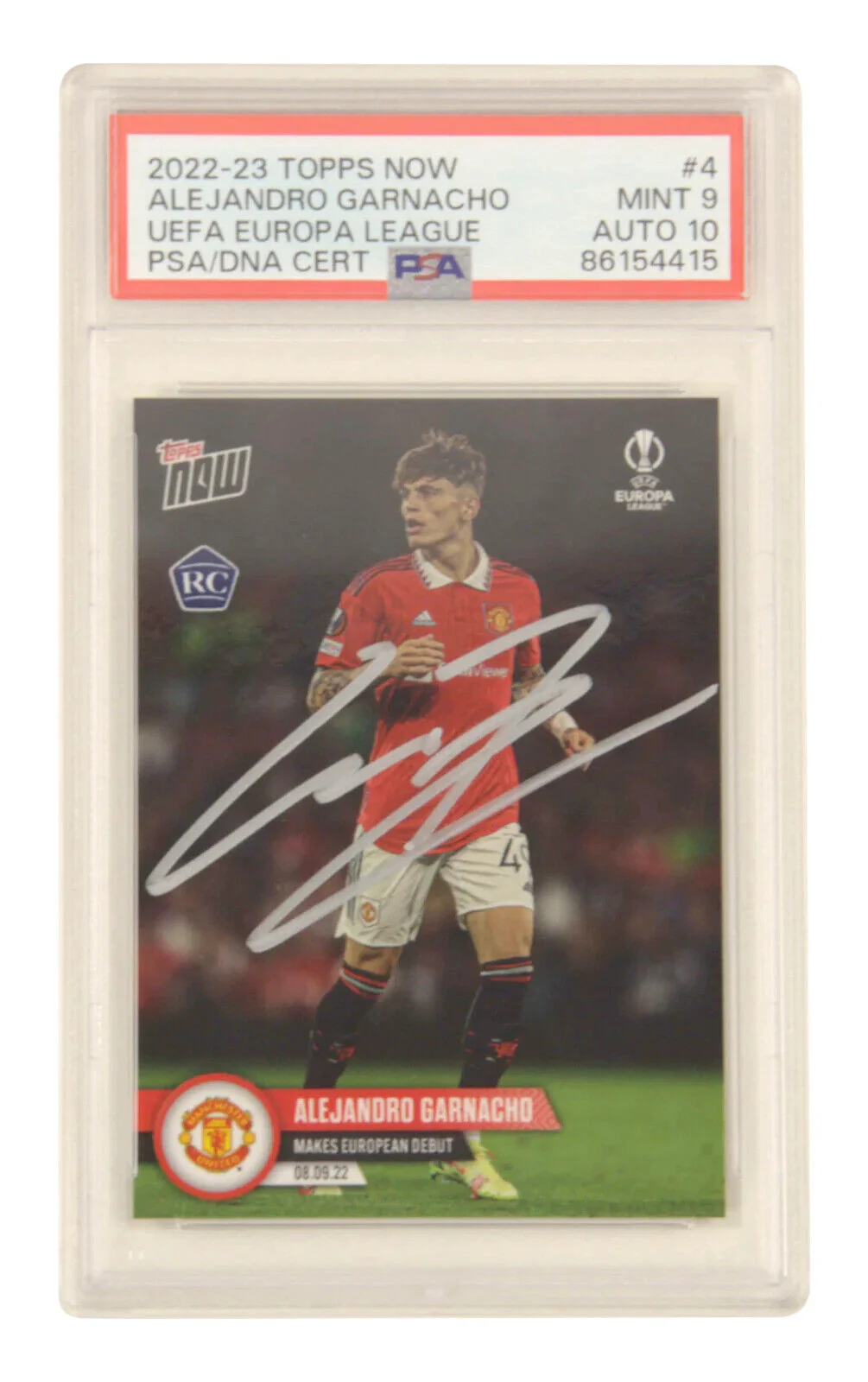 Alejandro Garnacho Signed 2022 Topps Now Pro Debut Rookie Card – PSA 9 Auto 10