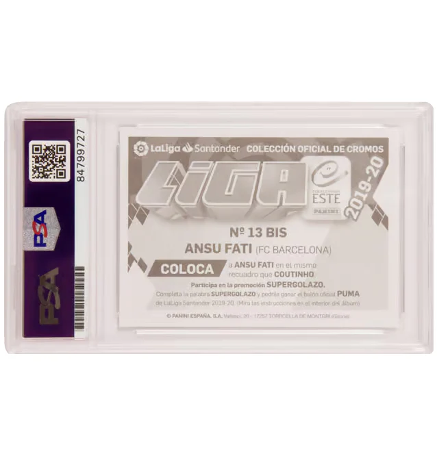 Ansu Fati Signed 2019-20 Panini Colecciones Este Liga Rookie – PSA 10 Autograph - Image 2