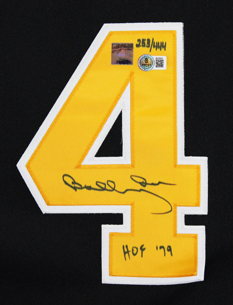 Bruins Bobby Orr "HOF 79" Signed Black Vintage M&N Throwback Jersey BAS & GNR - Image 2