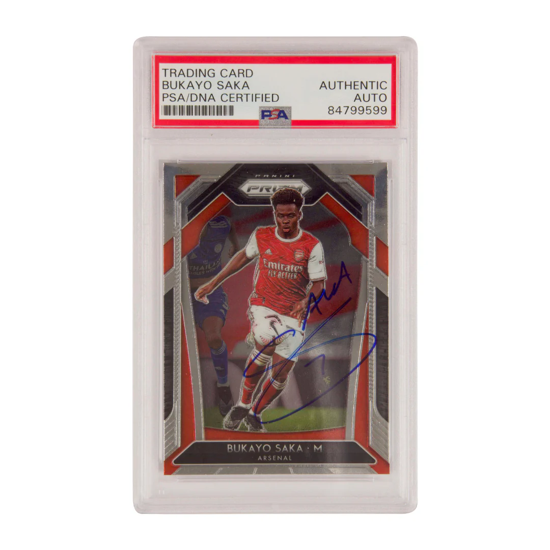 Bukayo Saka Signed 2020-21 Panini Prizm Premier League – PSA AUTHENTIC