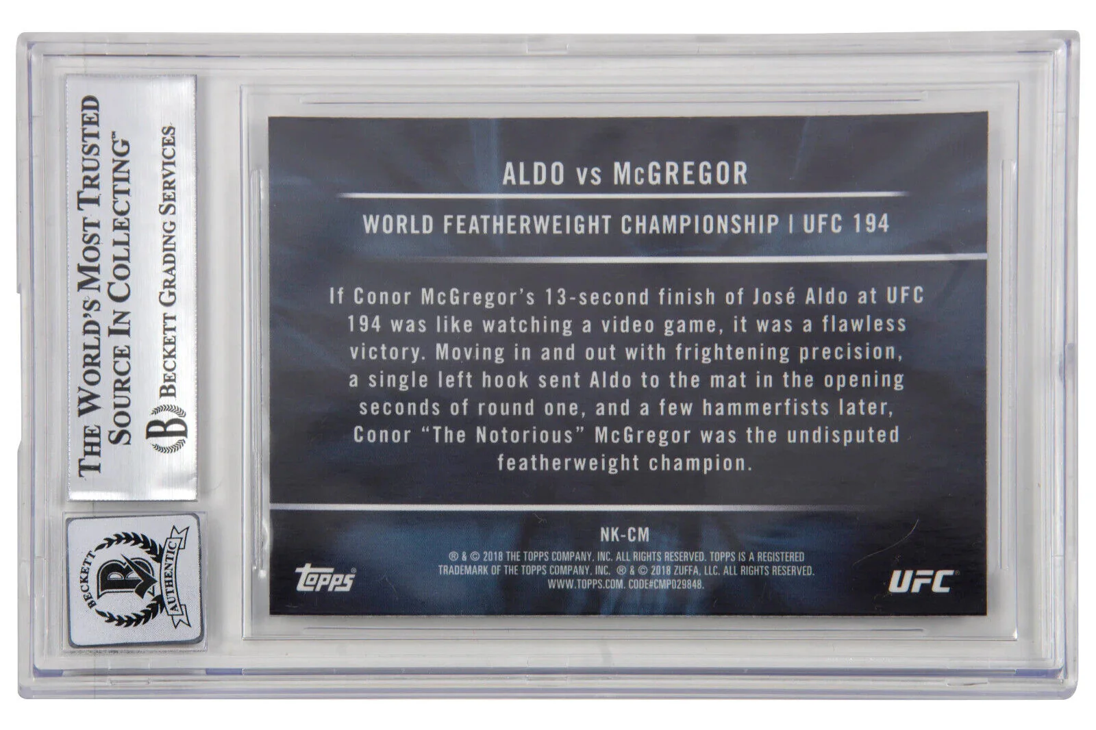 Conor McGregor Signed 2018 Topps Chrome UFC Notable Knockouts – BGS 10 Autograph - Image 2