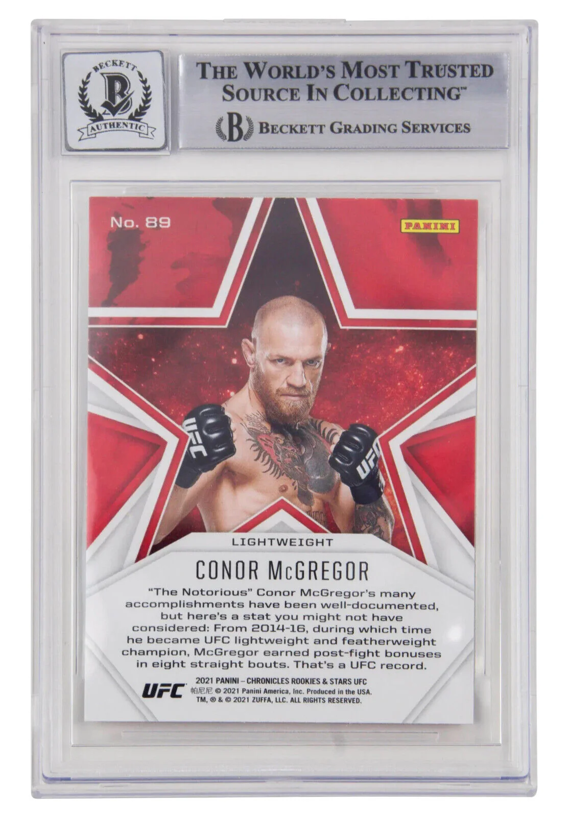 Conor McGregor Signed 2021 Panini Chronicles UFC Stars – BGS 10 Autograph - Image 2