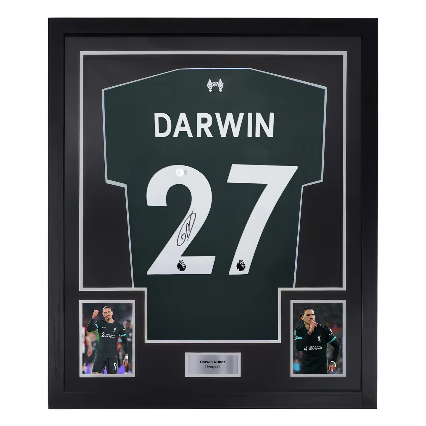 Framed Darwin Nunez Signed Liverpool FC Away Soccer Jersey #27 with Beckett COA