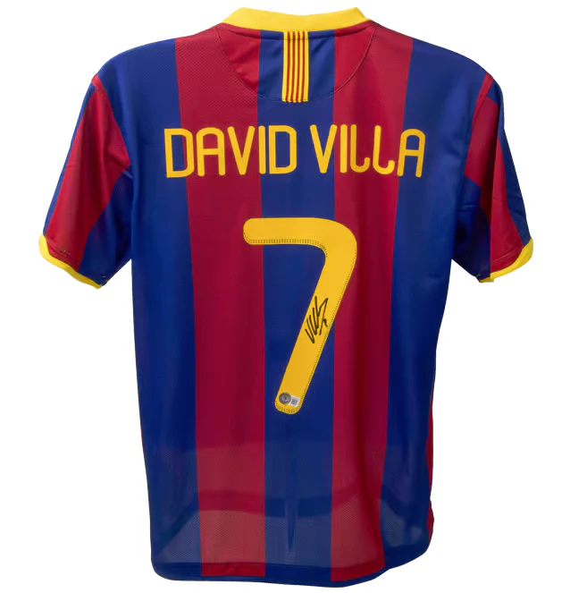 Framed David Villa Signed FC Barcelona Home Soccer Jersey #7 with Beckett COA - Image 3