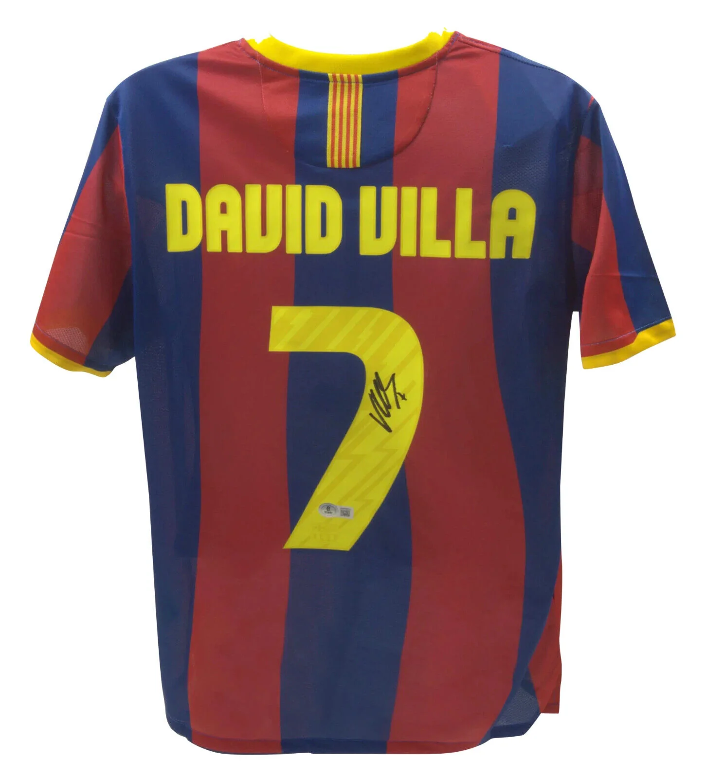 Framed David Villa Signed FC Barcelona Home Soccer Jersey #7 with Beckett Witness - Image 3