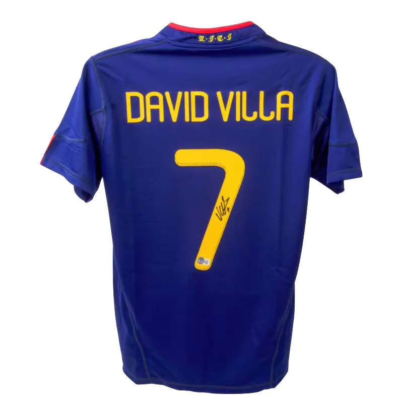 Framed David Villa Signed Spain 2010 World Cup Final Soccer Jersey #7 with Beckett COA - Image 3