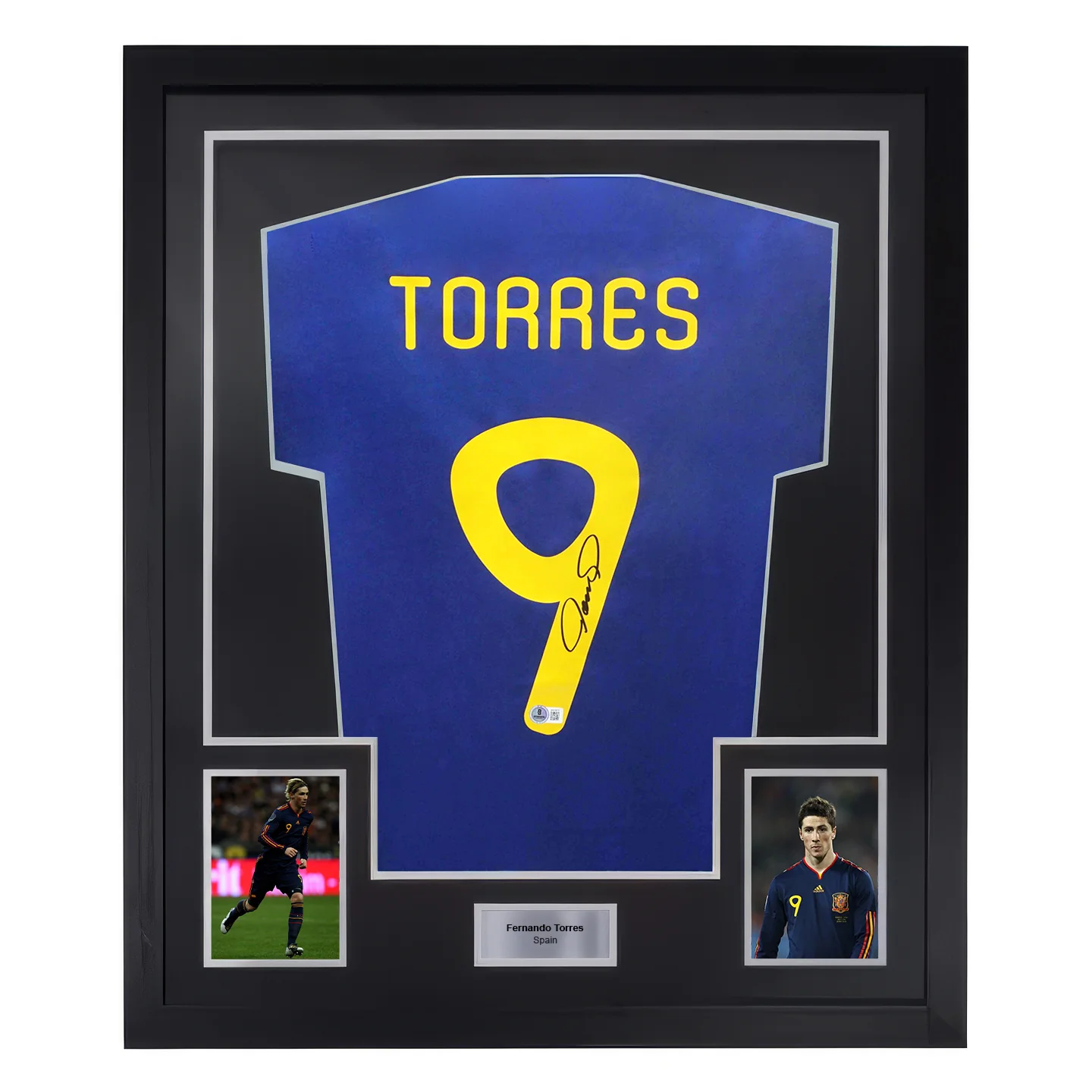 Framed Fernando Torres Signed 2010 World Cup Final Spain Soccer Jersey with Beckett COA