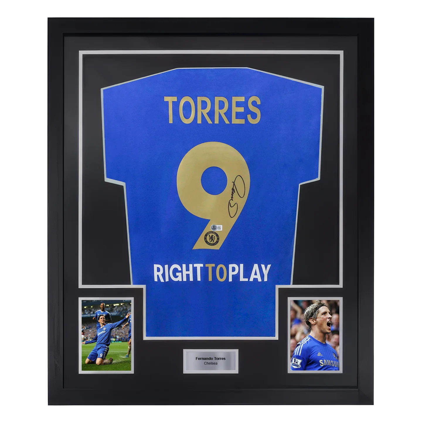 Framed Fernando Torres Signed Chelsea FC Home Soccer Jersey #9 with Beckett COA