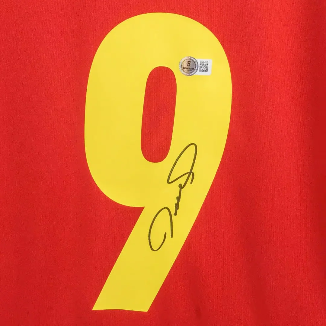 Framed Fernando Torres Signed Spain FC Home Soccer Jersey #9 with Beckett COA - Image 2