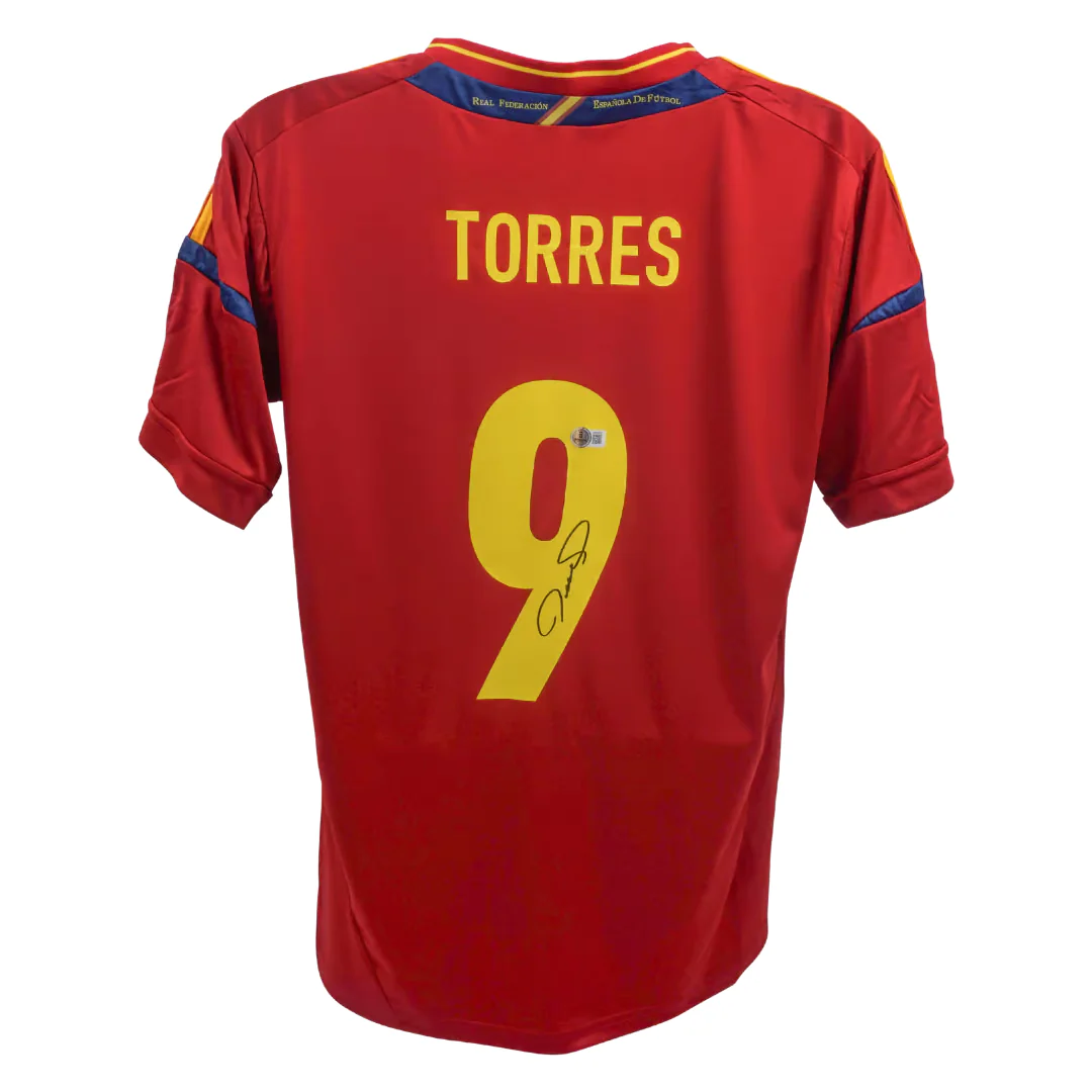 Framed Fernando Torres Signed Spain FC Home Soccer Jersey #9 with Beckett COA - Image 3