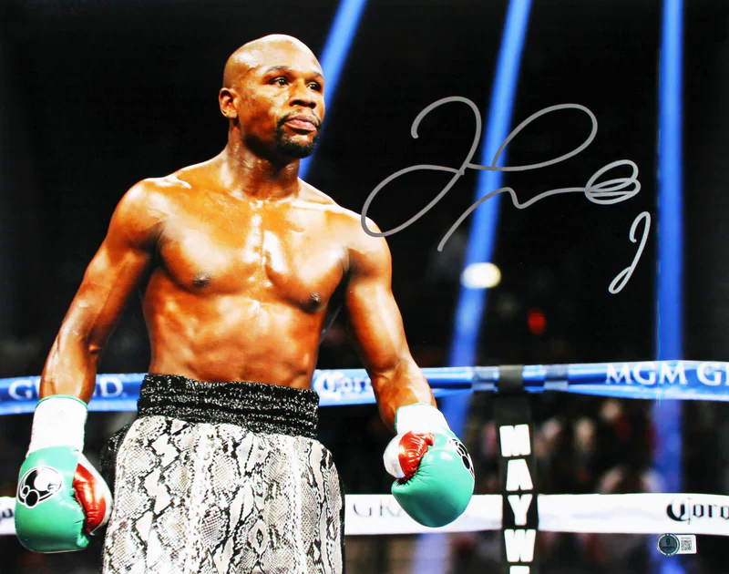 Floyd Mayweather Signed Boxing Print Size 16″ x 20″ with Beckett COA