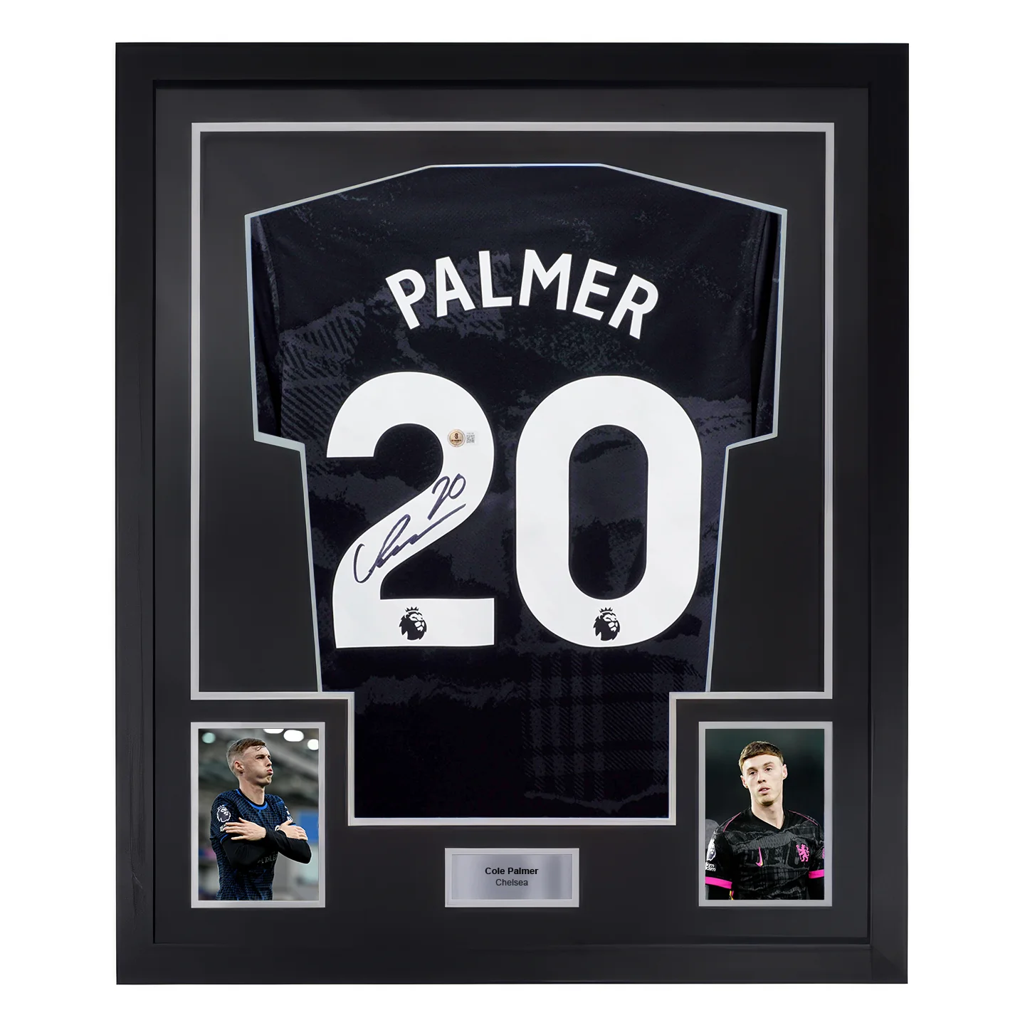 Framed Cole Palmer Signed Chelsea FC Away Soccer Jersey #20 with Beckett COA