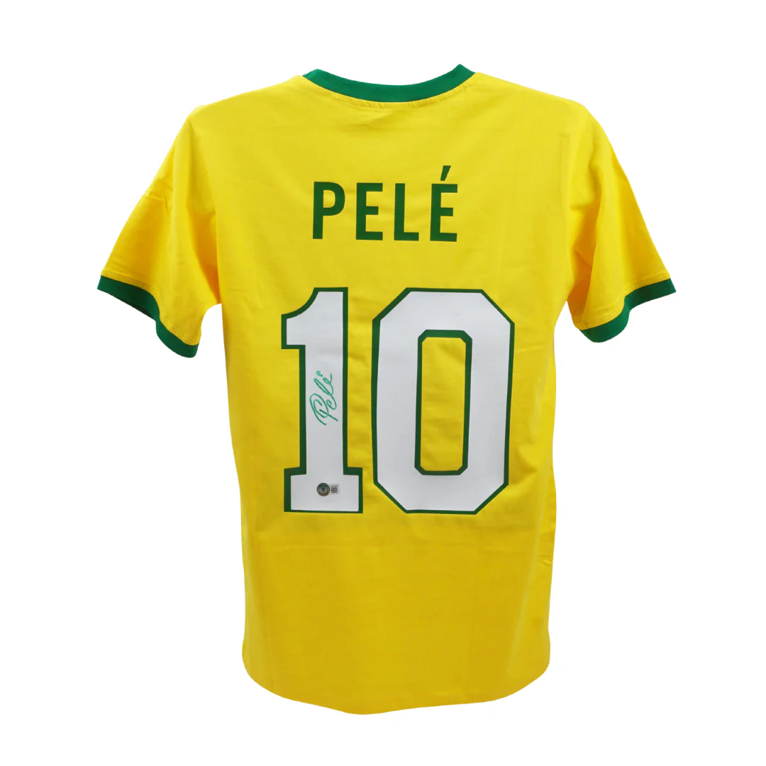 Framed Pele Signed Vintage Brazil FC Home Soccer Jersey #10 with Beckett COA - Image 3