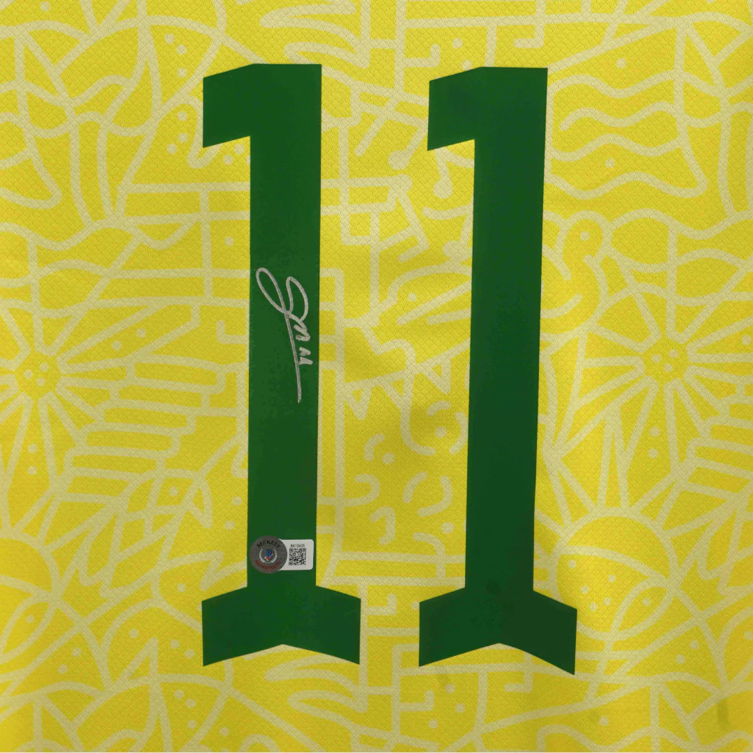 Framed Gabriel Martinelli Signed Brazil FC Home Soccer Jersey #11 with Beckett COA - Image 2