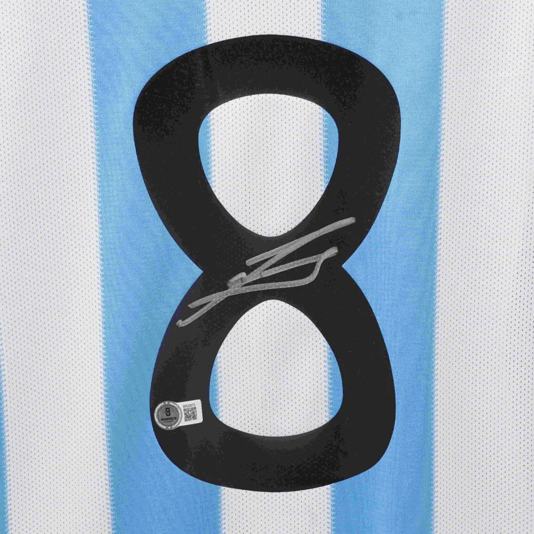 Framed Javier Zanetti Signed Argentina FC Home Soccer Jersey #8 with Beckett COA - Image 2
