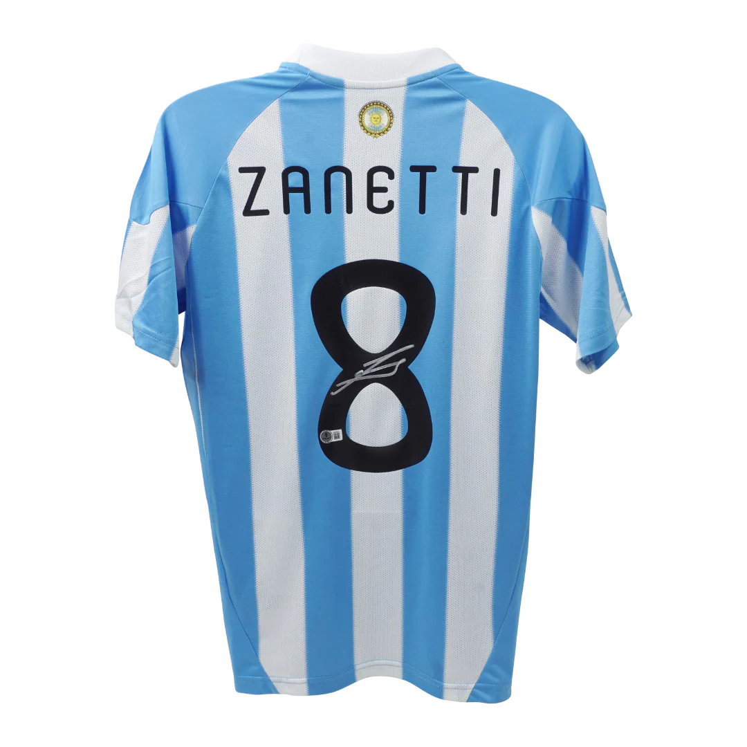 Framed Javier Zanetti Signed Argentina FC Home Soccer Jersey #8 with Beckett COA - Image 3