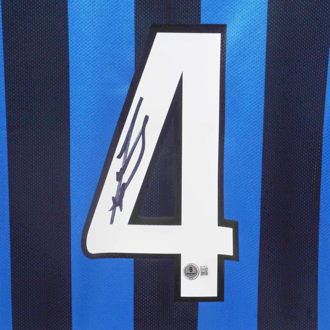 Framed Javier Zanetti Signed Inter Milan Home Soccer Jersey #4 with Beckett COA - Image 2