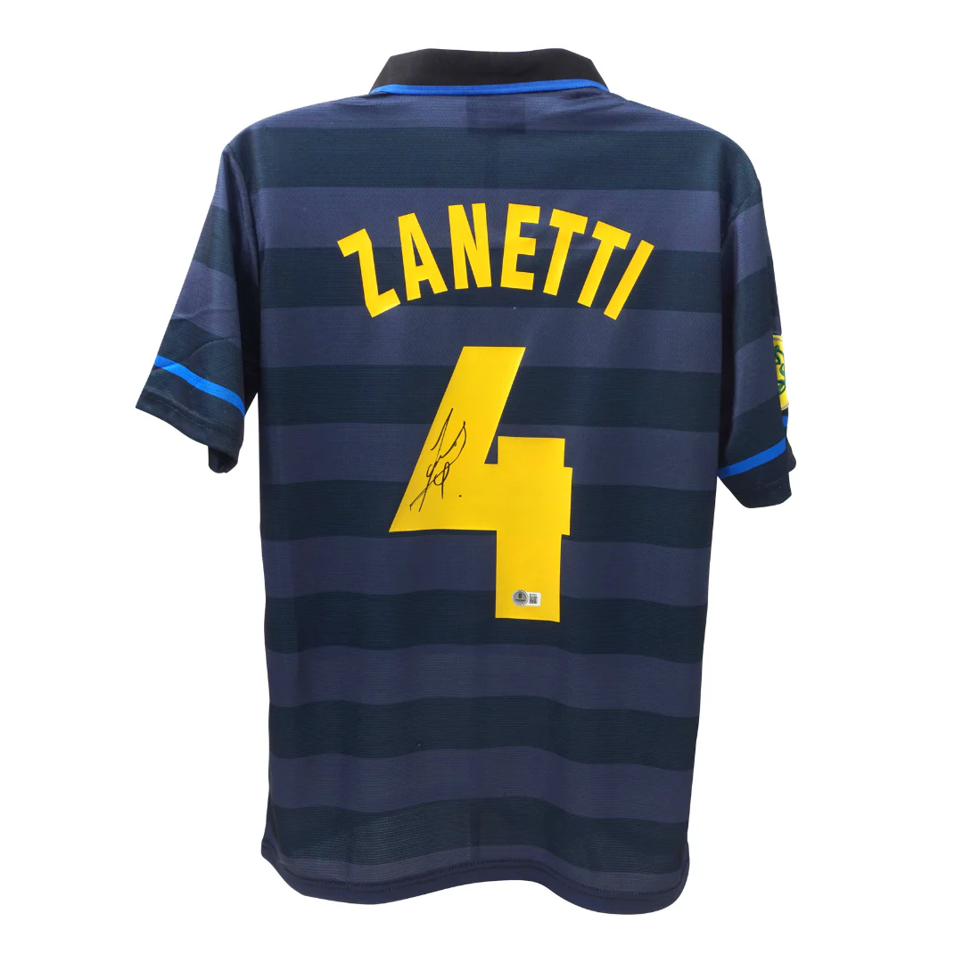 Framed Javier Zanetti Signed Inter Milan Soccer Jersey #4 with Beckett COA - Image 3