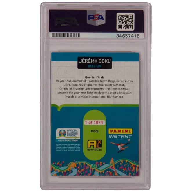 Jeremy Doku Signed 2020 Panini Instant Euro Competition /1874 – PSA Authentic - Image 2