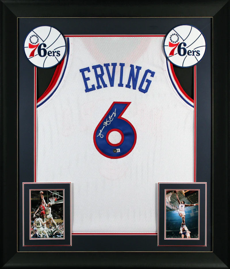 Julius "Dr. J" Erving Authentic Signed Blue Pro Style Framed Jersey BAS