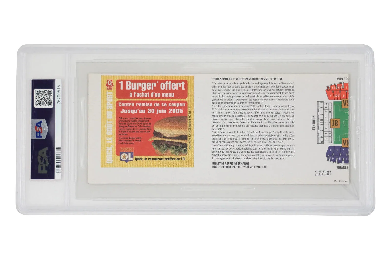 Karim Benzema Signed 2005 Pro Debut Match Ticket Inscribed Debut – PSA 2 Auto 9 - Image 2