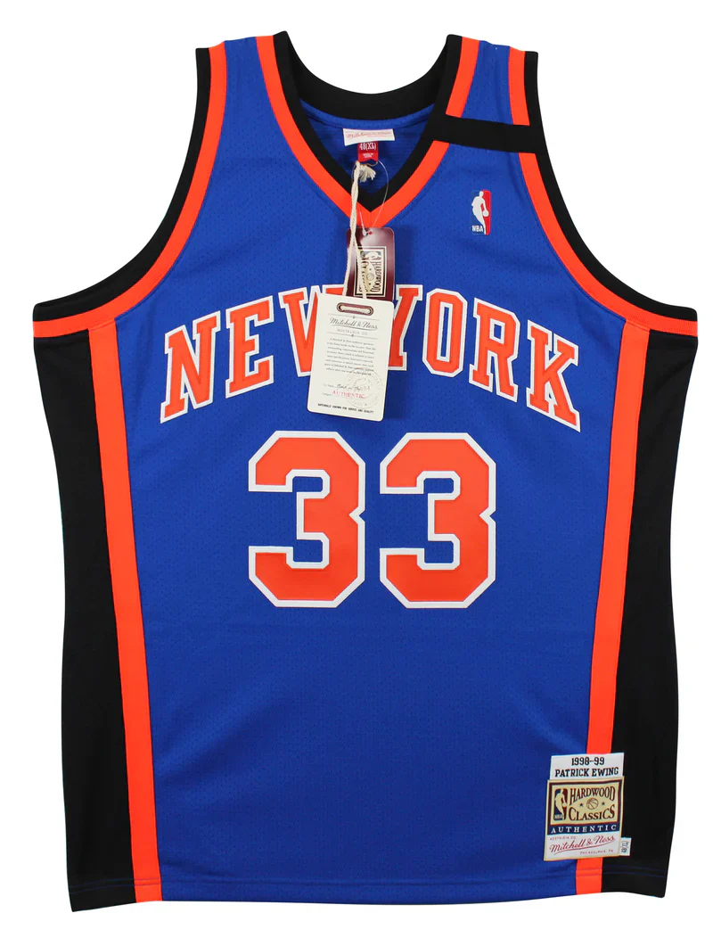 Knicks Patrick Ewing Signed Blue M&N 1998-99 HWC Authentic Jersey BAS - Image 4