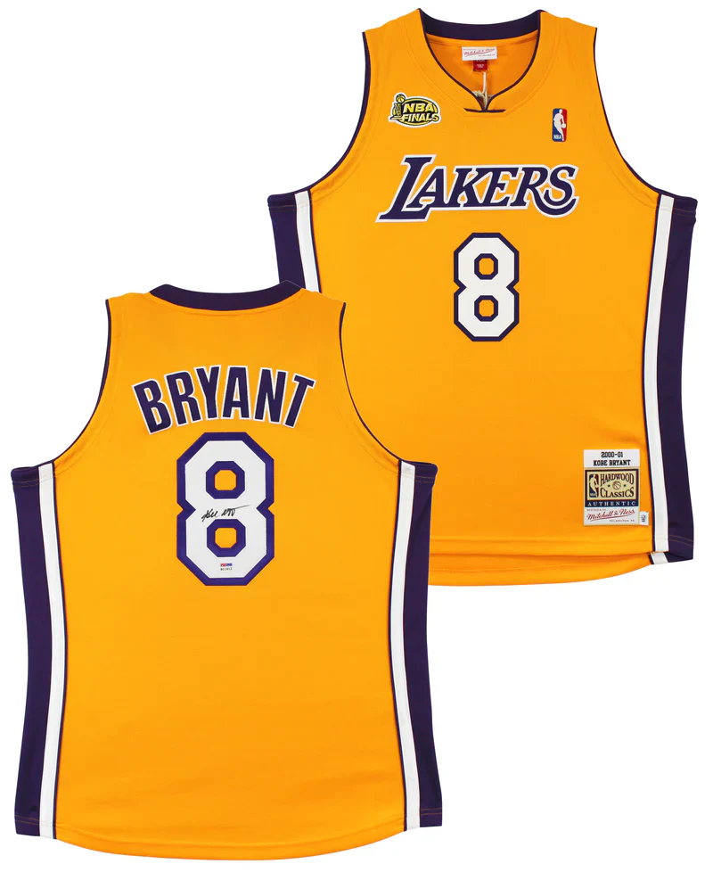 Lakers Kobe Bryant Signed Yellow M&N 2000-01 HWC Authentic Framed Jersey PSA/DNA - Image 2