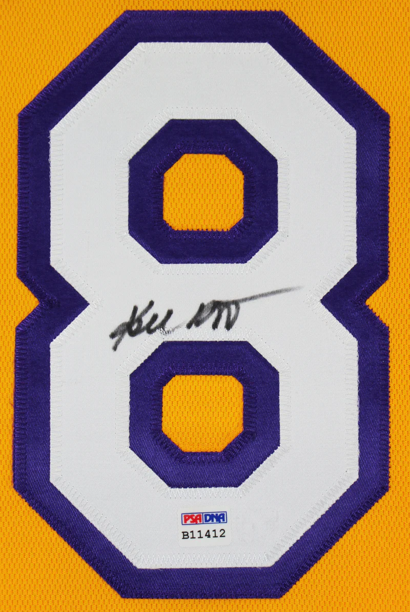 Lakers Kobe Bryant Signed Yellow M&N 2000-01 HWC Authentic Framed Jersey PSA/DNA - Image 3