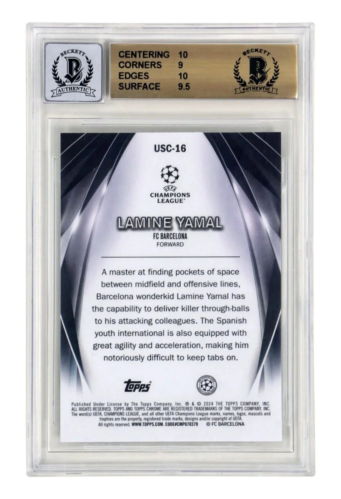 Lamine Yamal Signed 2023-24 Topps Chrome Ultimate Stage Rookie – BGS 9.5 Auto 10 - Image 2