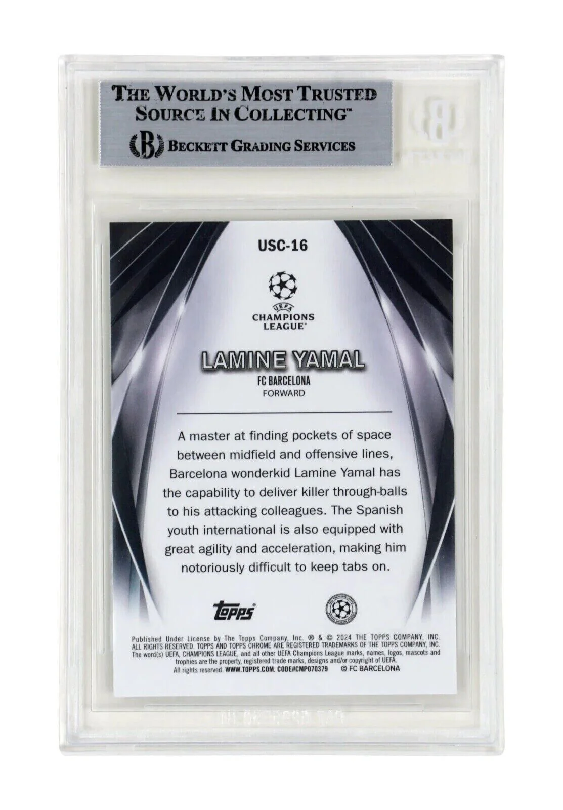 Lamine Yamal Signed 2023-24 Topps Chrome Ultimate Stage Rookie – BGS Authentic - Image 2
