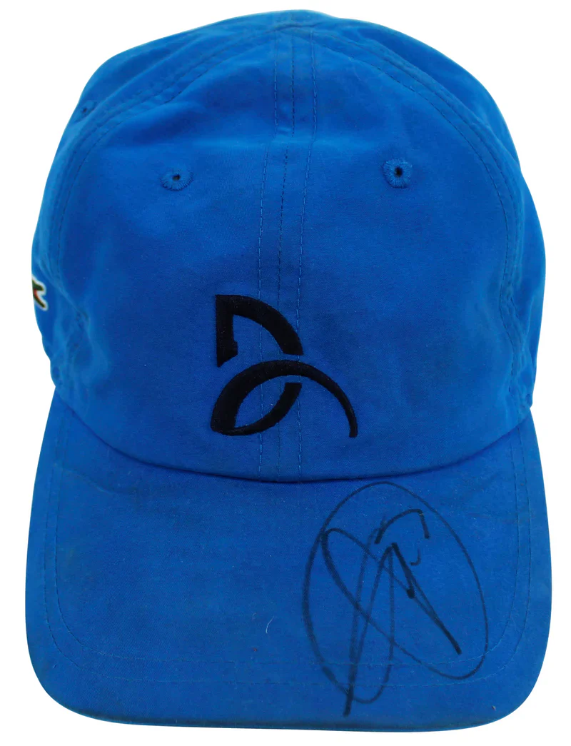 Novak Djokovic Authentic Signed Blue Lacoste Match Used Hat BAS - Image 2
