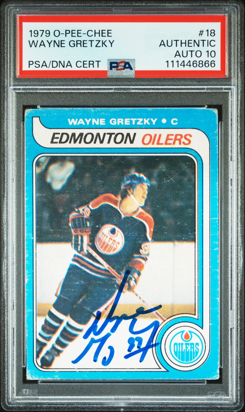Oilers Wayne Gretzky Signed 1979 O-Pee-Chee #18 Rookie Card Auto 10! PSA