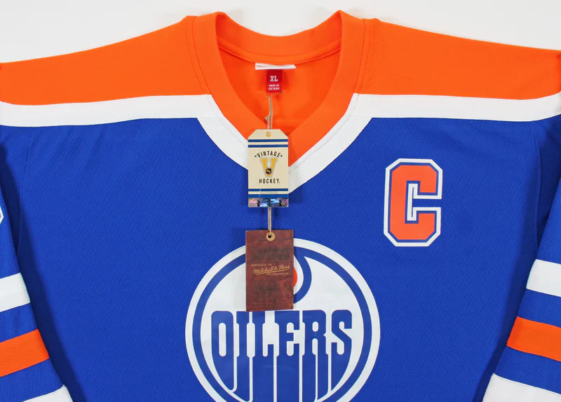Oilers Wayne Gretzky Signed Blue 1986-87 Vintage Hockey M&N Jersey BAS - Image 4