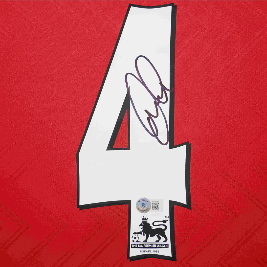 Framed Patrick Vieira Signed Arsenal Home Soccer Jersey #4 with Beckett COA - Image 2