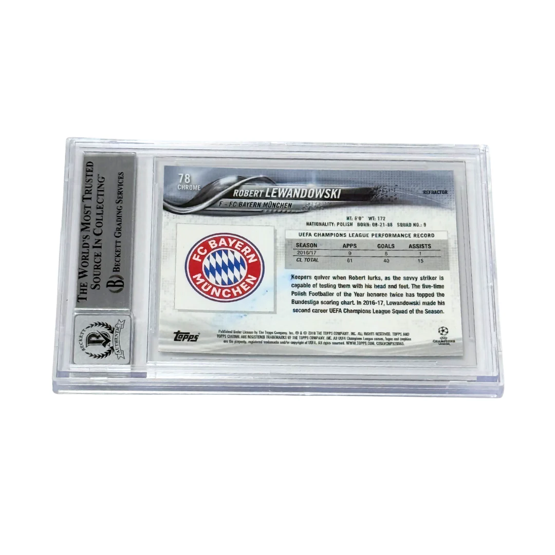 Robert Lewandowski Signed 2017-18 Topps Chrome UCL Refractor - BGS 10 AUTO - Image 2