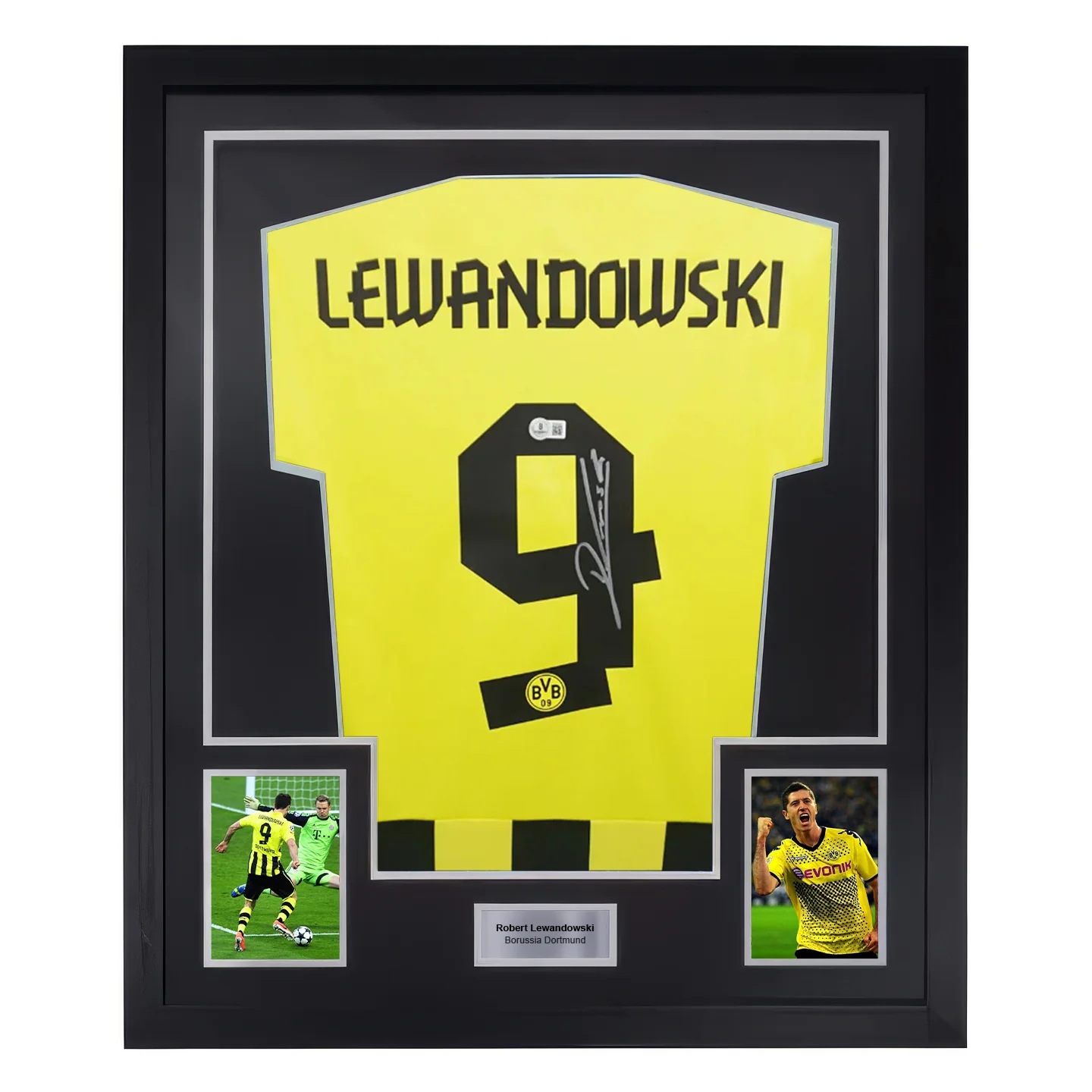 Framed Robert Lewandowski Signed Borussia Dortmund Soccer Jersey #9 with Beckett COA