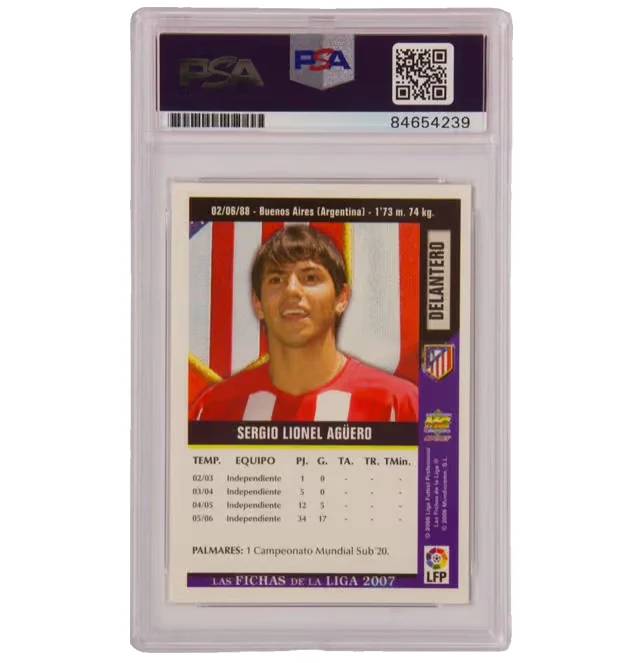 Sergio Aguero Signed 2007 Las Fichas De La Liga #264 – PSA 10 Autograph - Image 2
