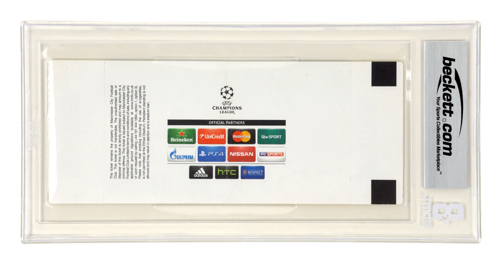 Sergio Aguero Signed 2014 First UCL Hat Trick Match Ticket Inscribed – BGS 4 - Image 2