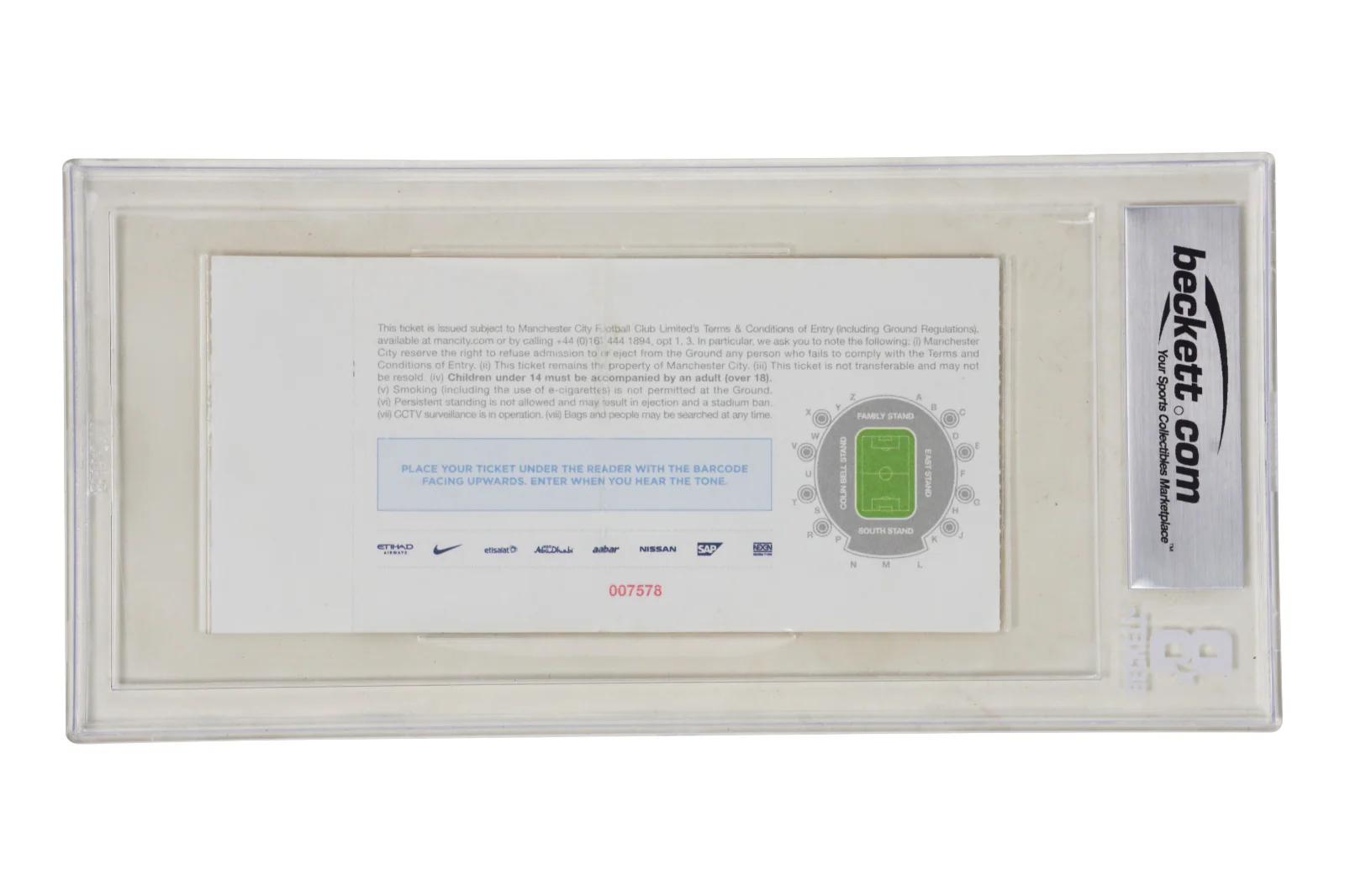 Sergio Aguero Signed 2017 EPL Goal Record For Non-European Match Ticket – BGS 3 - Image 2