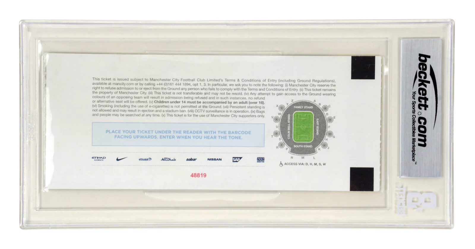 Sergio Aguero Signed 2018 350th Career Goal Match Ticket Inscribed – BGS 5 - Image 2