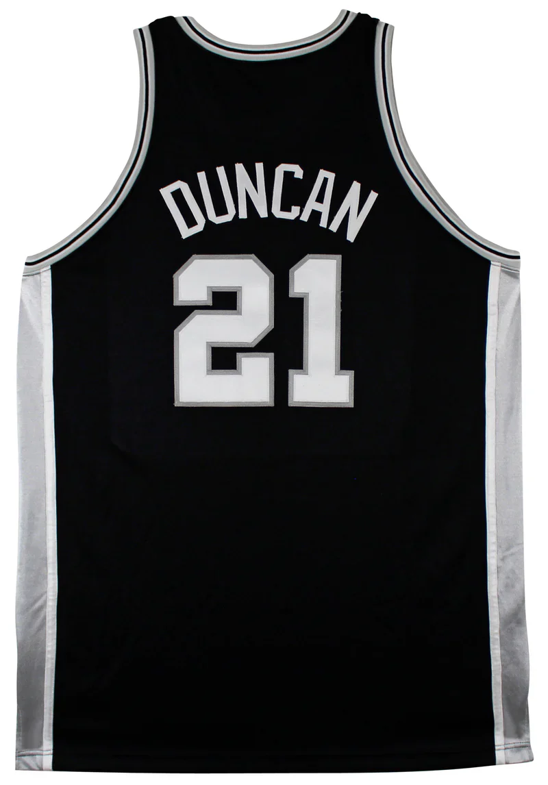 Spurs Tim Duncan 2001-02 Game Worn Nike +4" Extra Length Black Road Jersey - Image 2