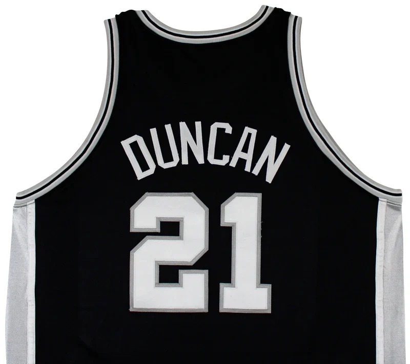 Spurs Tim Duncan 2001-02 Game Worn Nike +4" Extra Length Black Road Jersey - Image 3