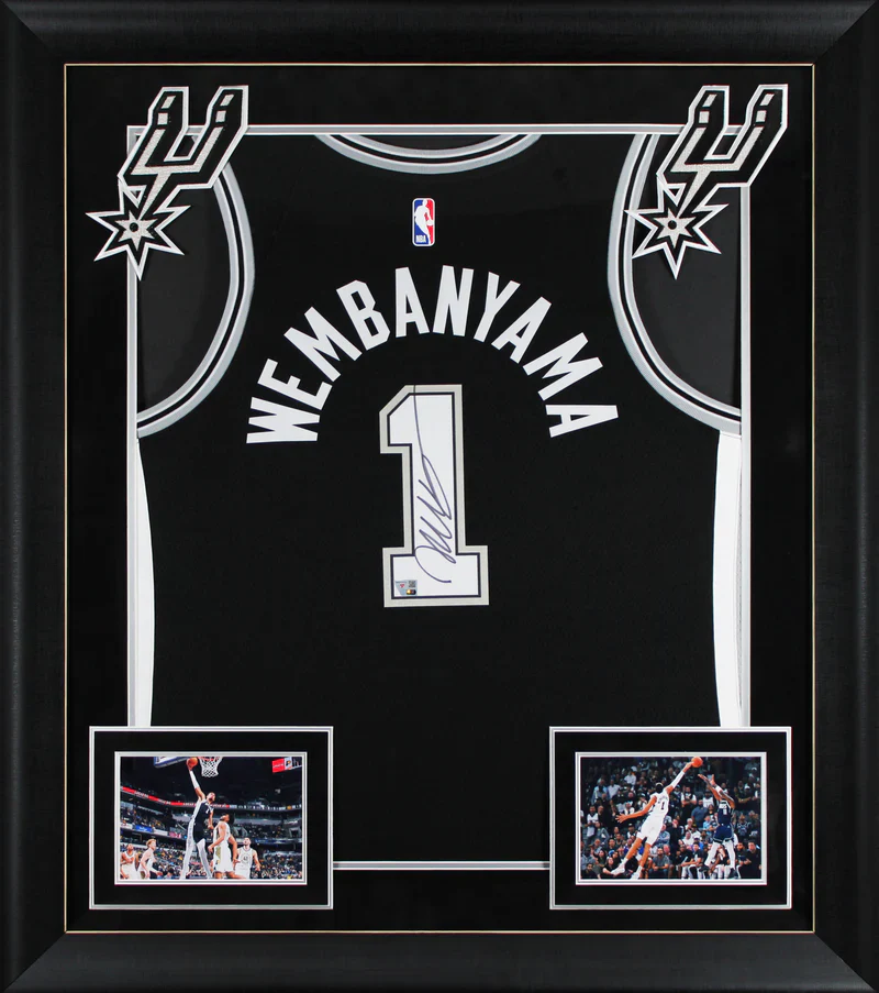 Spurs Victor Wembanyama Signed Black Nike Icon Edition Framed Jersey Fanatics