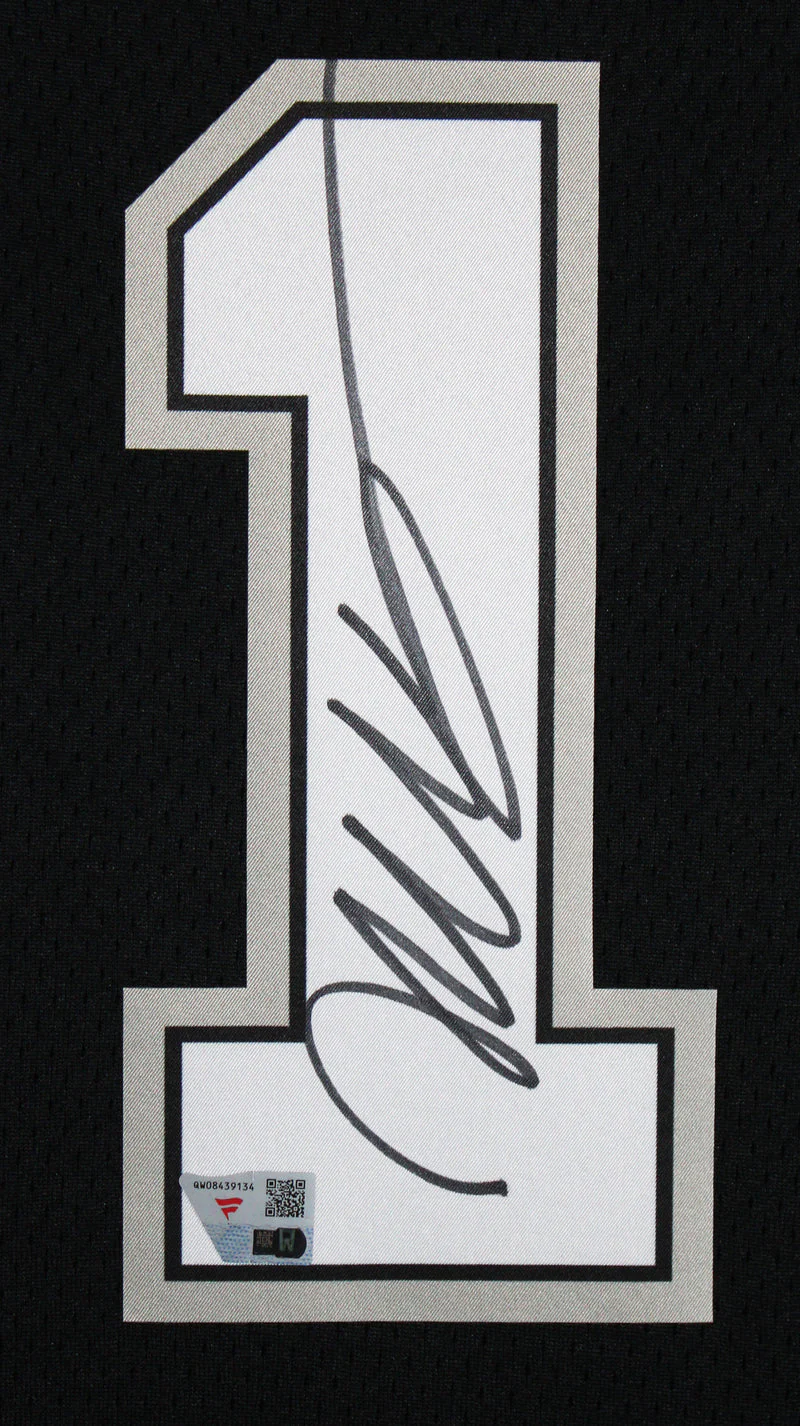 Spurs Victor Wembanyama Signed Black Nike Icon Edition Framed Jersey Fanatics - Image 2