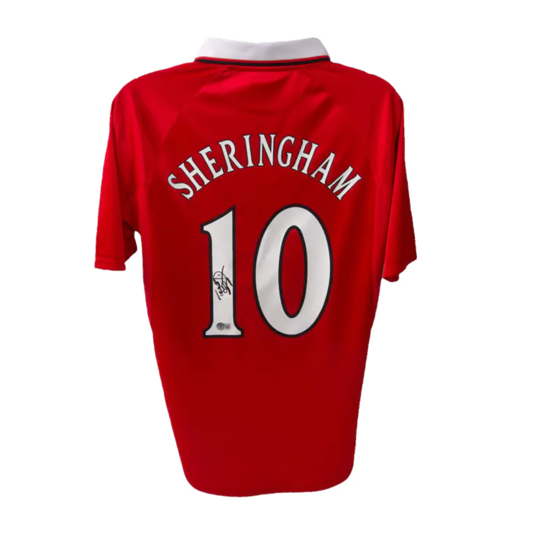 Teddy Sheringham Signed Manchester United Soccer Jersey #10 with Beckett COA - Image 3