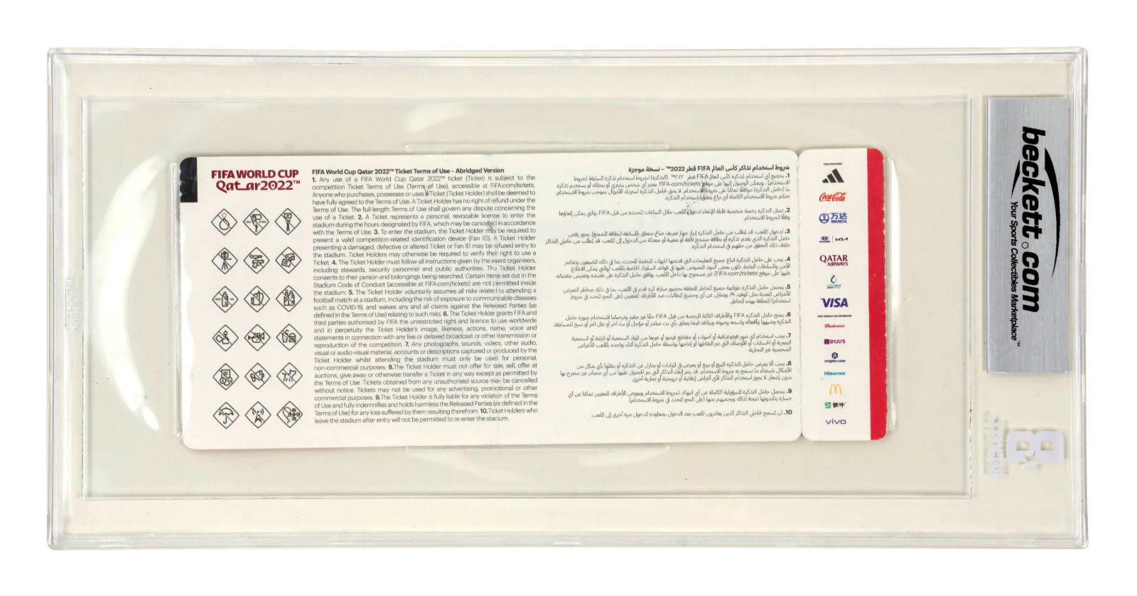 Vinicius Jr Signed 2022 FIFA World Cup Debut Match Ticket Inscribed – BGS 4 - Image 2