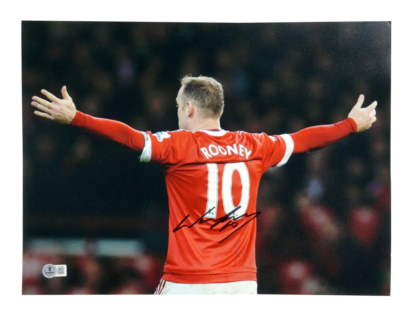 Wayne Rooney Signed Manchester Utd Soccer Print Size 16″ x 12″ with Beckett COA